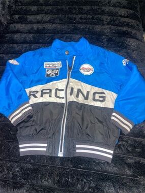 Kids Blue & Black Racing Jacket - Lightweight Zip Front